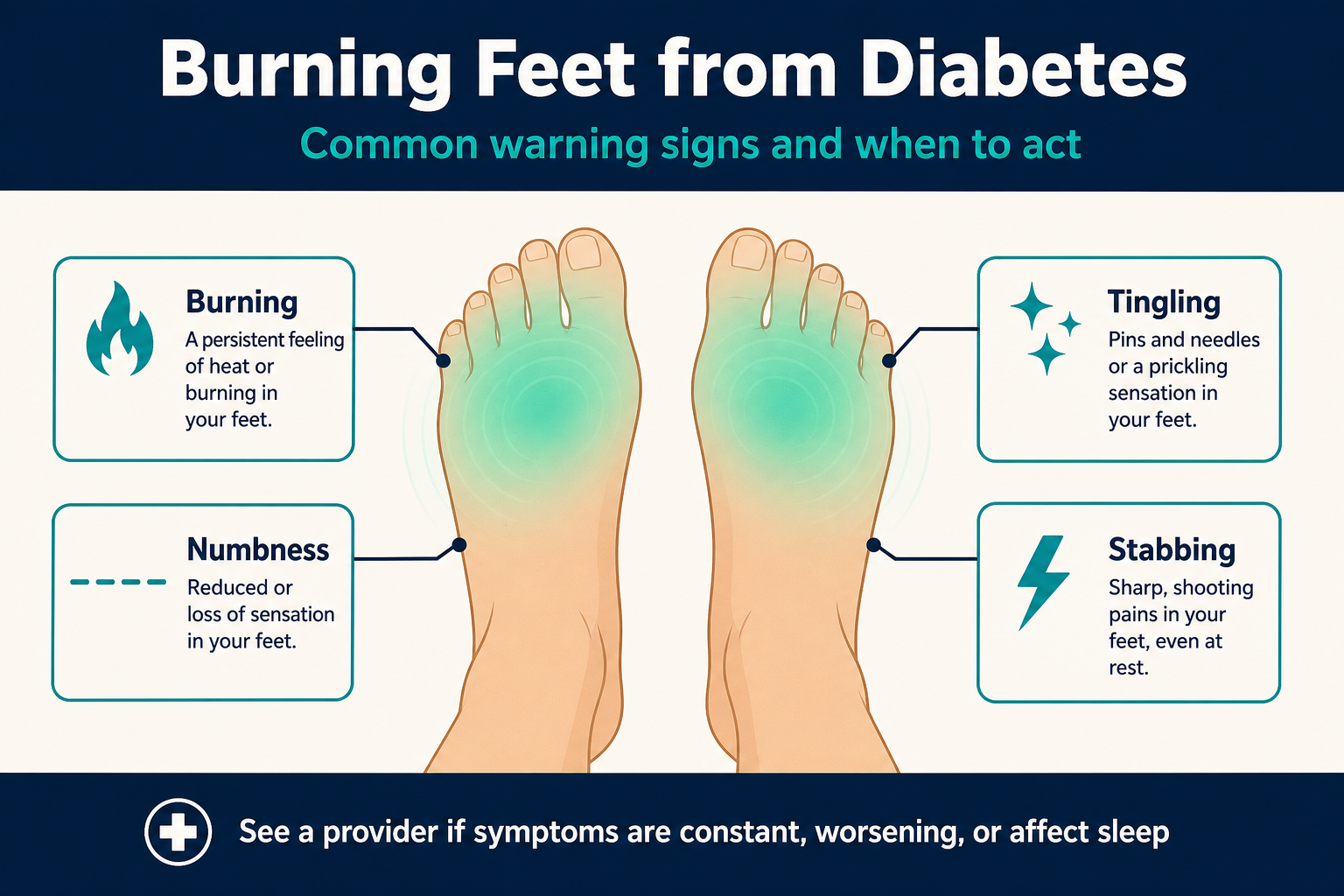 Infographic: Burning Feet from Diabetes: Causes, Warning Signs, and Treatment Options