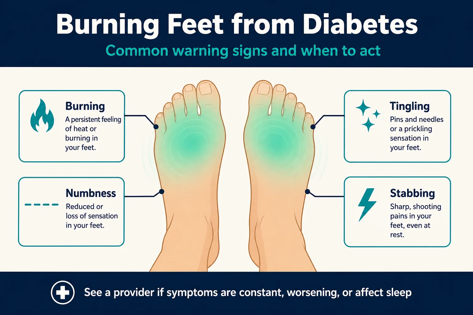 Infographic: Burning Feet from Diabetes: Causes, Warning Signs, and Treatment Options